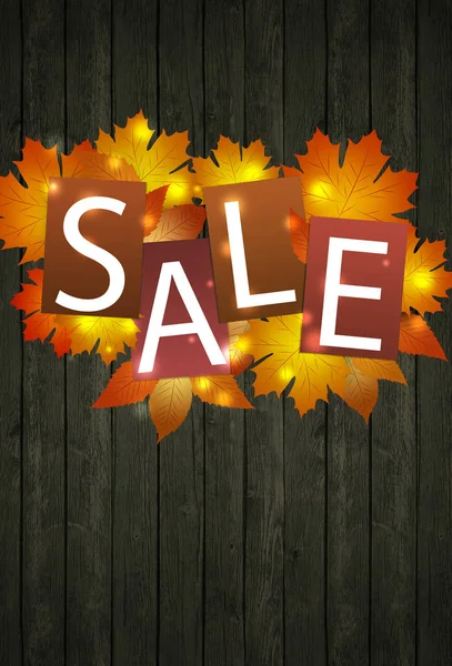 Autumn Sales Banner Notice Golden Leaves — Stock Photo, Image