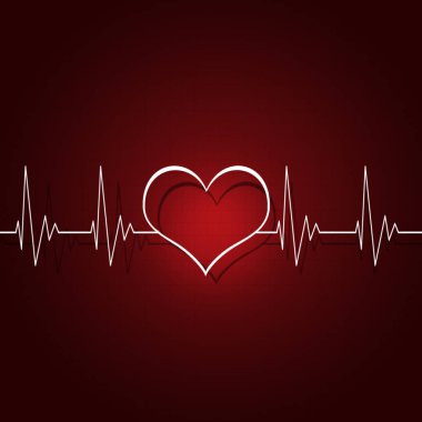 beyaz kalp ritim grafik arka kırmızı plan titreşimli