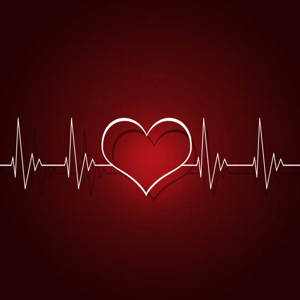 Coração Branco Ritmo Pulsante Gráfico Abstrato Fundo Vermelho — Fotografia de Stock
