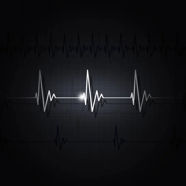 Heart Pulsating Ecg Rhythm Graph Dark Background — Stock Photo, Image