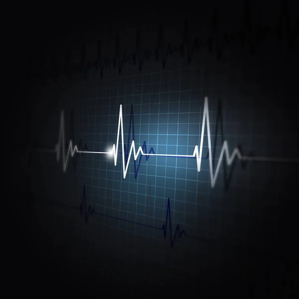 Herz Pulsierende Ekg Rhythmus Kurve Dunkler Hintergrund — Stockfoto