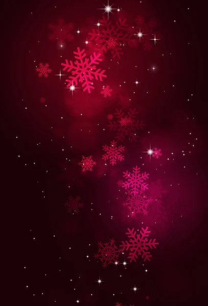 冬のクリスマスの雪の夜イブ深い赤の背景 — ストック写真
