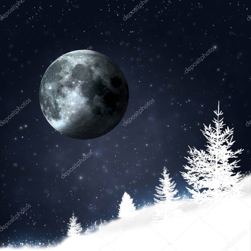 holiday magic night moon on winter xmas eve