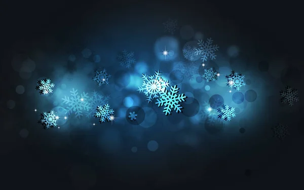抽象的な青い冬の背景に雪 ぼやけてライト — ストック写真