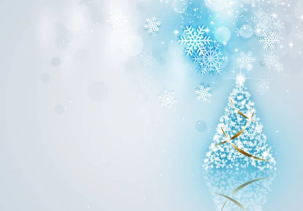 Kış Tatil Noel Ağacı Parlak Kar Arka Plan — Stok fotoğraf