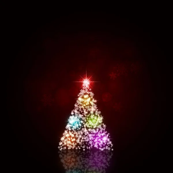 Holiday Magic Multicolor Träd Mörk Röd Bakgrund — Stockfoto