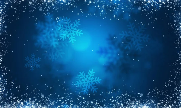 冬季抽象蓝色背景为假日卡片 — 图库照片
