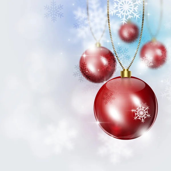 Red Holiday Balls Bright Background Snow Blurry Lights — Stock Photo, Image