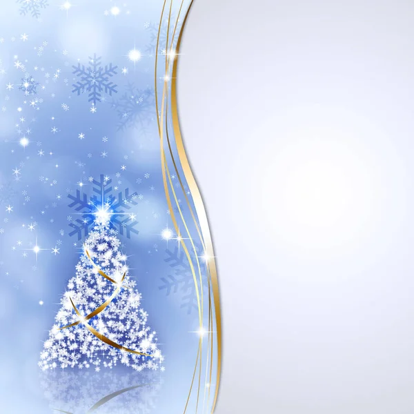 Christmas Bright Tree Blue Background Copy Space — Stock Photo, Image