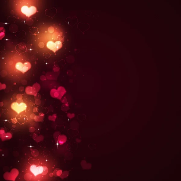 抽象节日情人节礼品卡与明亮的心脏形状 — 图库照片