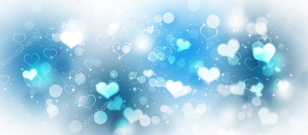 blurry lovely valentine bright hearts wide web blue banner