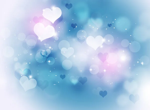 情人节庆祝卡与模糊的心脏形状和灯光 — 图库照片