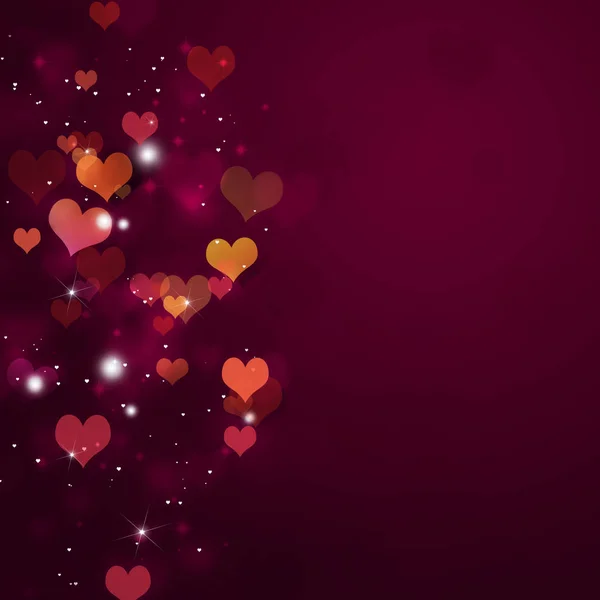 Абстрактные Валентинские Сердца Блестят Огнями Красном Фоне — стоковое фото