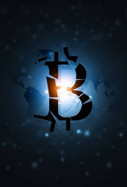 Bitcoin Scheitern Business Blue Concept Web World Currency Hintergrund — Stockfoto