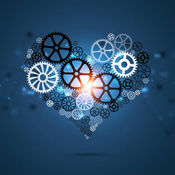 Technology Smart Business Background Heart Shape Gears — Stock Photo, Image