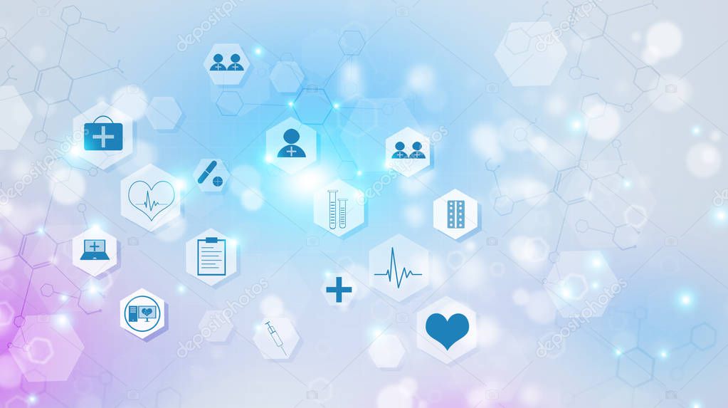 Medical icons multicolor background