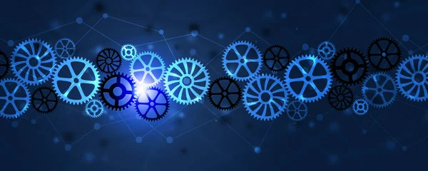 concept business process banner illustration with motion gears