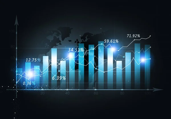 ビジネス株式市場デジタルファイナンスグラフ青の背景 — ストック写真
