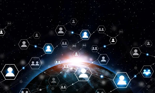 people global networking digital communications concept space background