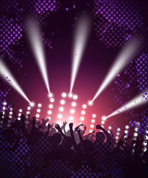Plakat Muzyczny Tłumu Lat Tych Tych Tańczących Imprezie — Zdjęcie stockowe