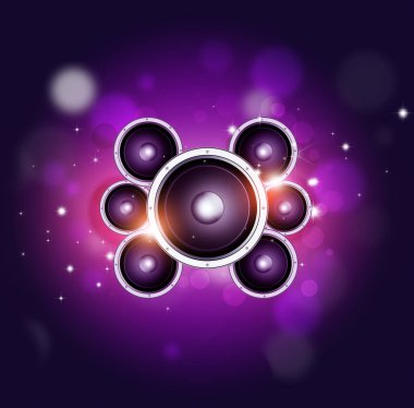 Parti olayları için parlak müzik neon retro arka planı