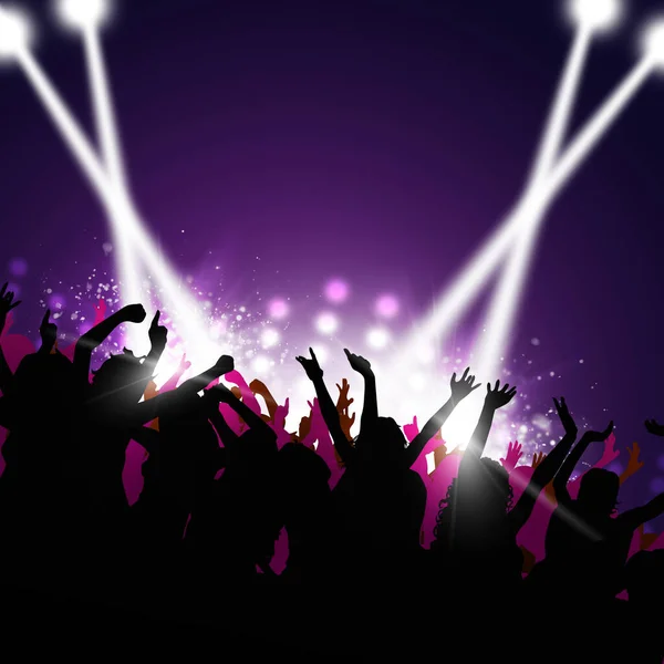 Retro 80S Party Dancing Crowd Enjoying Lights Music — Stock Photo, Image