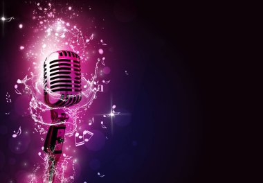 El ilanları ve gece kulübü posterleri için neon retro disko parti müziği arka planı