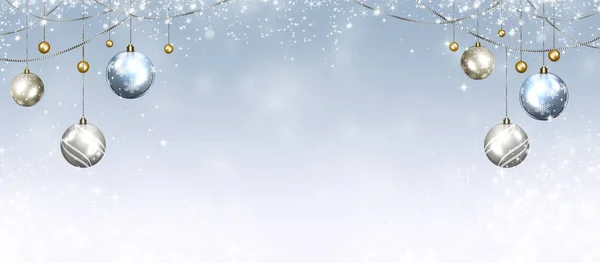 Чарівний Нічний Сніговий Міський Банер Сніжинками Розмитими Вогнями — стокове фото