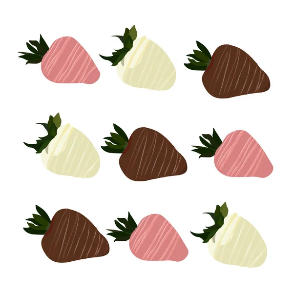 Vector Stock Illustration Strawberries Chocolate Dessert Berries Sugar Syrup Isolated Royalty Free Stock Vectors
