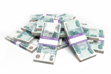 Rus-binde banknotlar 3d çizim demet