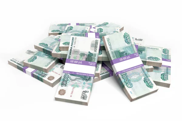 ロシアの 1000 紙幣の 図の束 — ストック写真