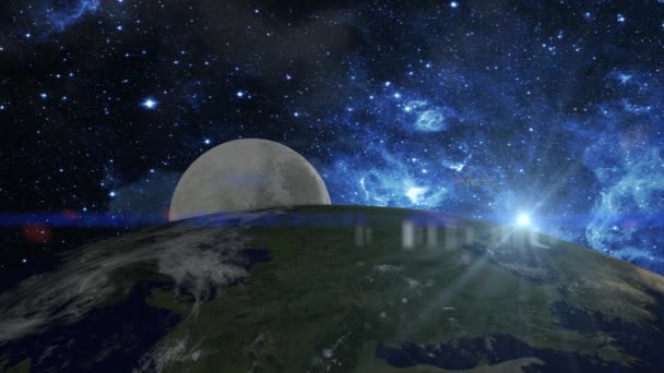 月亮在太阳的照射下从地球升起 — 图库视频影像