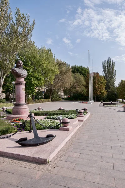 Busto General Ushakov Instalado Perto Aterro Cidade Rostov Don Fotografado — Fotografia de Stock