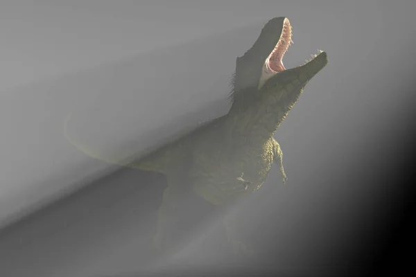 Duży Zielony Tyranozaura Ilustracja Mgła — Zdjęcie stockowe