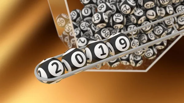 Année 2019 Composent Les Boules Bingo Illustration — Photo