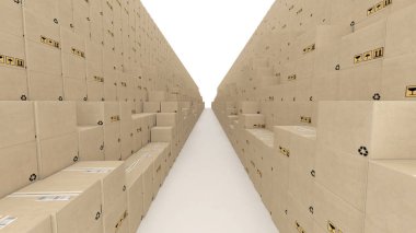 düzgün bir satır posta kutuları 3d resimde yığılmış