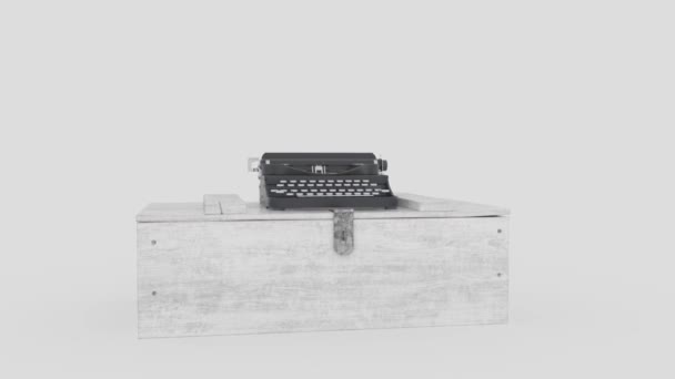 Het Raken Van Camera Een Oude Schrijfmachine Typte Vervolgens Inscriptie — Stockvideo