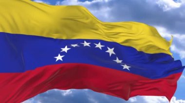 bayrak mavi gökyüzü Venezuela karşı rüzgarda sallayarak