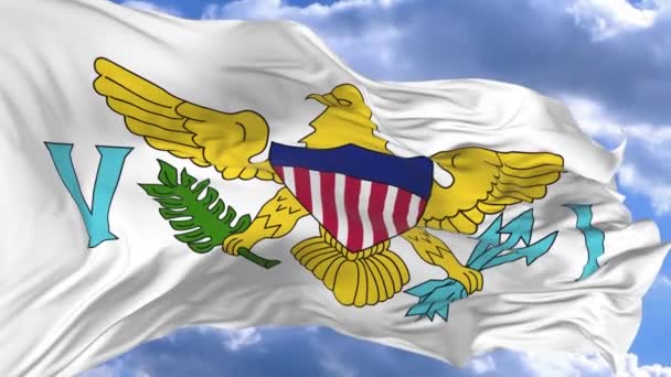 Bandeira Acenando Vento Contra Céu Azul Ilhas Virgens Americanas — Vídeo de Stock