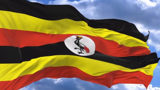 Zászló Integet Szél Ellen Kék Uganda — Stock videók