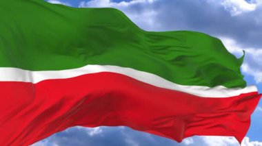 bayrak mavi gökyüzü Tataristan karşı rüzgarda sallayarak