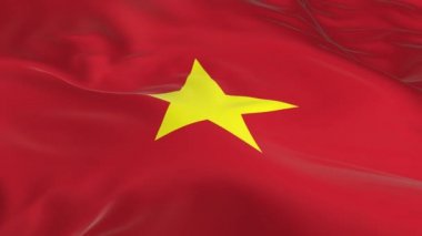 rüzgarda sallayarak bayrak ilmekledi bir arka plan olarak Vietnam