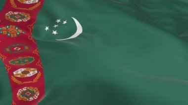 rüzgarda sallayarak bayrak ilmekledi bir arka plan olarak Türkmenistan