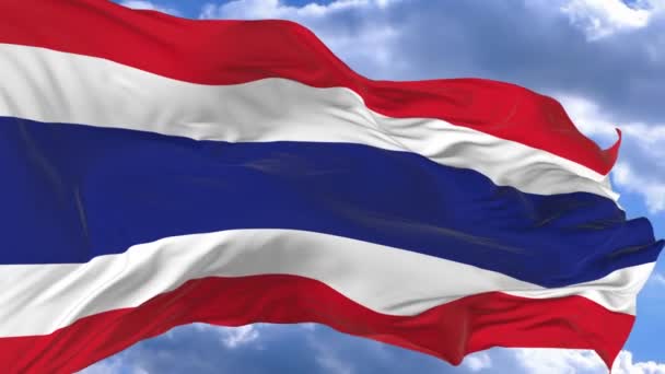 Flagga Vajande Vinden Mot Den Blå Himlen Thailand — Stockvideo
