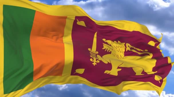 Vlag Zwaaien Wind Tegen Blauwe Hemel Sri Lanka — Stockvideo