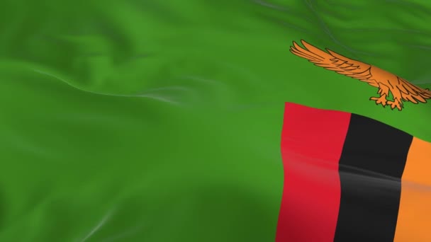 Vlag Zwaaien Wind Lus Als Achtergrond Zambia — Stockvideo