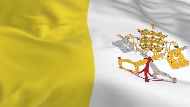 Integetett Szél Végtelenített Zászló Háttérben Apostoli Szentszék Vatikáni Városállam — Stock videók