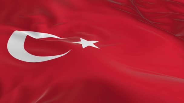 Sventolando Nel Vento Sventolato Bandiera Come Sfondo Turchia — Video Stock