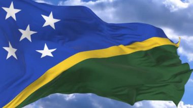 bayrak mavi karşı rüzgarda sallayarak Solomon Adaları gökyüzü