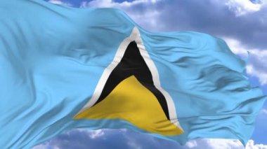 rüzgara karşı mavi sallayarak bayrak Saint Lucia gökyüzü